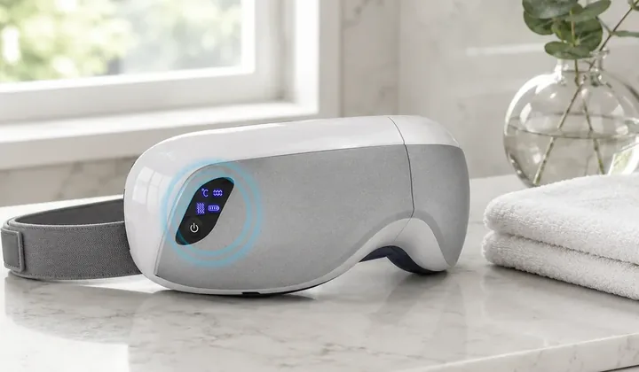 Masajeador de ojos LH-066 en una encimera de baño