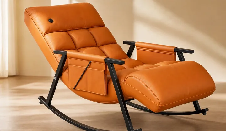 Detalles de estructura y tapizado del sillón balancín LH-086